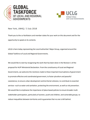 GTF Statement to the Ministerial Declaration
