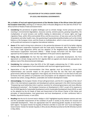 Declaration Of The Africa-Europe Forum Of Local And Regional Governments