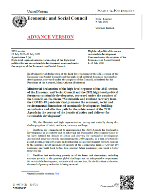 Ministerial Declaration HLPF 2021