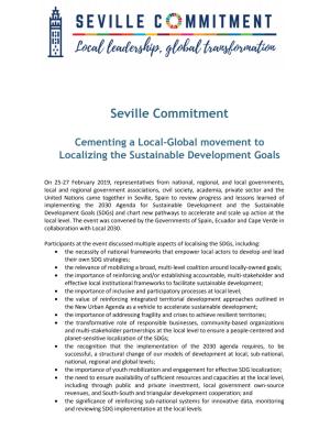Seville Commitment - Cementing a Local-Global movement to Localizing the Sustainable Development Goals
