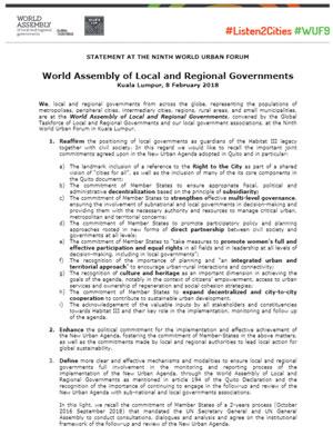 Statement of the World Assembly at WUF 9