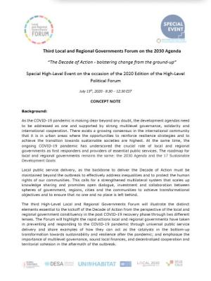 Third Local and Regional Governments Forum Concept Note